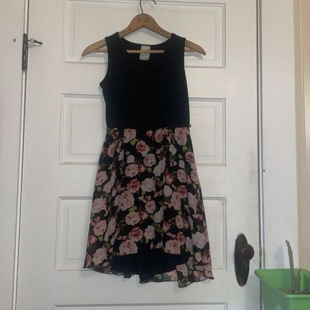 Girl's Lily Bleu Black & Floral Dress, Size L‎ (14)